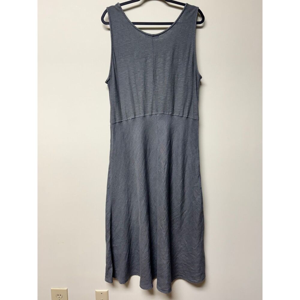 CUT LOOSE Linen Mixed Media Lagenlook Gray Neutral Sleeveless Midi Dress, Sz XL